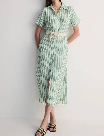 Rochie medie Reserved, alb/verde