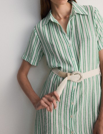 Rochie medie Reserved, alb/verde