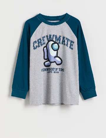 Bluza Reserved, gri/albastru