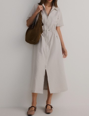 Rochie medie Reserved, gri deschis