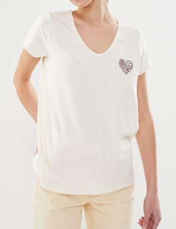 Tricou Pieces, alb