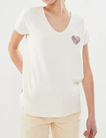 Tricou Pieces, alb