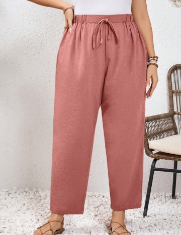 Pantaloni SHEIN CURVE, roz pudra