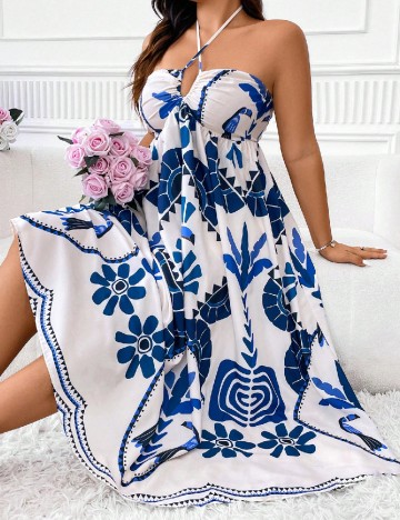 Rochie medie SHEIN CURVE, albastru