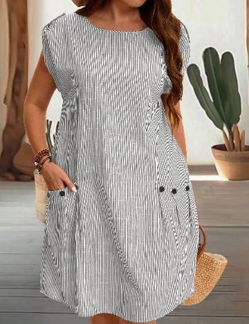 Rochie scurta Emery Rose Curve, alb/negru