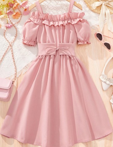 Rochie medie Shein Kids, roz