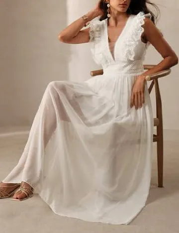 Rochie lunga Anewsta, alb