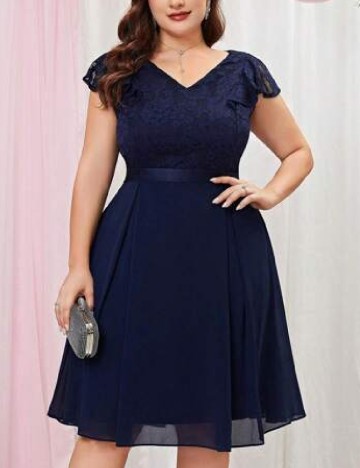 Rochie scurta Miusol Plus Size, albastru