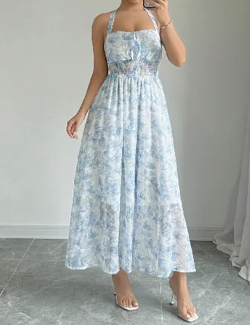 Rochie medie SHEIN, alb/albastru