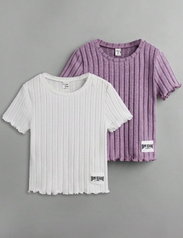 Set Tricouri 2 bucati Shein Kids, mix culori