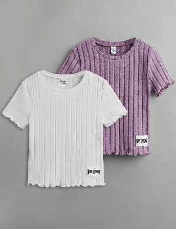 Set Tricouri 2 bucati Shein Kids, mix culori