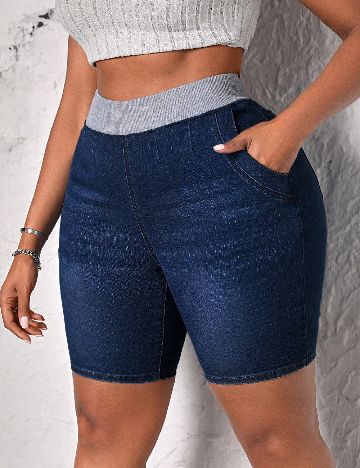 Pantaloni scurti SHEIN CURVE, albastru