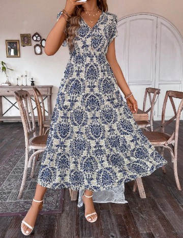 Rochie medie SHEIN, bej/albastru