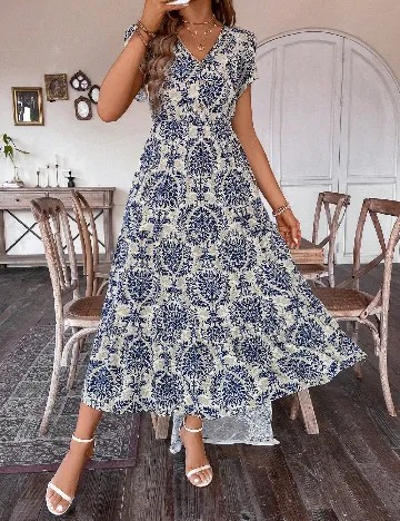 Rochie medie SHEIN, bej/albastru