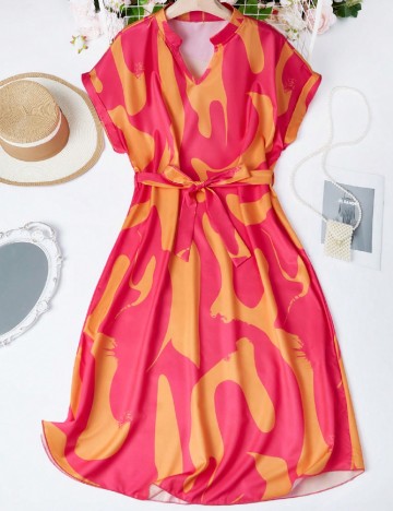 Rochie medie SHEIN, roz/portocaliu