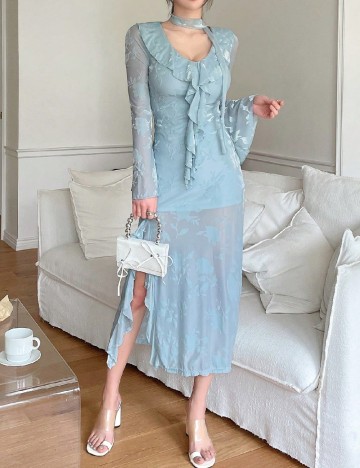 Rochie medie Dazy, albastru
