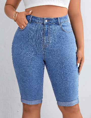 Pantaloni scurti SHEIN CURVE, albastru