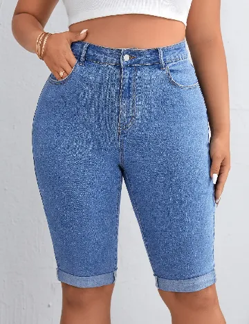 Pantaloni scurti SHEIN CURVE, albastru