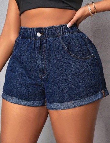 Pantaloni scurti SHEIN CURVE, bleumarin