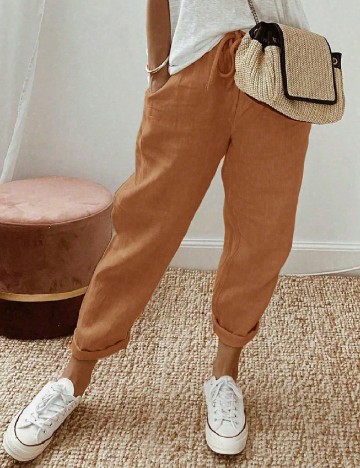 Pantaloni SHEIN CURVE, maro