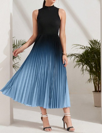 Rochie medie SHEIN, negru/albastru