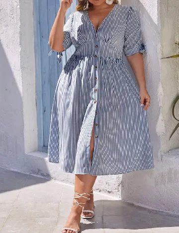 Rochie medie SHEIN CURVE, alb/albastru
