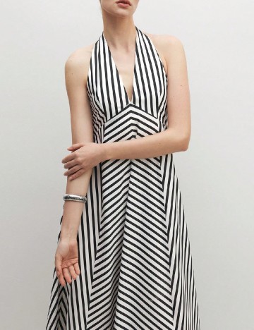 Rochie lunga SHEIN, alb/negru