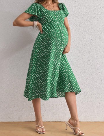 Rochie medie SHEIN Maternity, verde