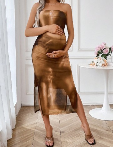 Rochie medie SHEIN Maternity, maro