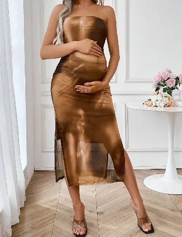 Rochie medie SHEIN Maternity, maro