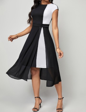 Rochie medie SHEIN, alb/negru