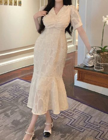 Rochie medie Dazy, crem