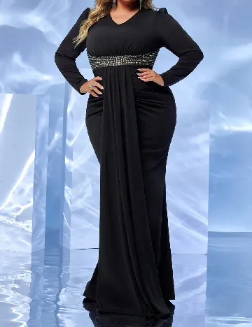 Rochie lunga Giffniseti Plus Size, negru