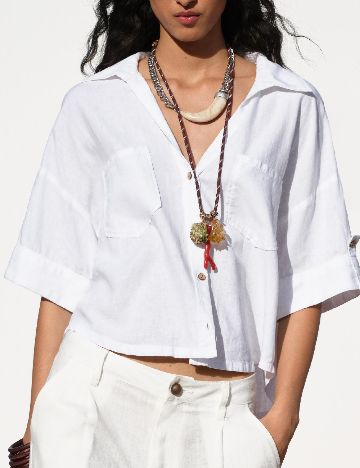 Camasa Oversize Zara, alb