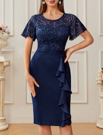 Rochie medie SHEIN, bleumarin inchis