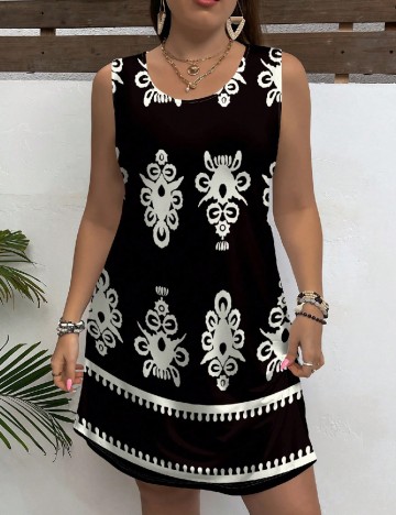 Rochie scurta SHEIN CURVE, negru/crem