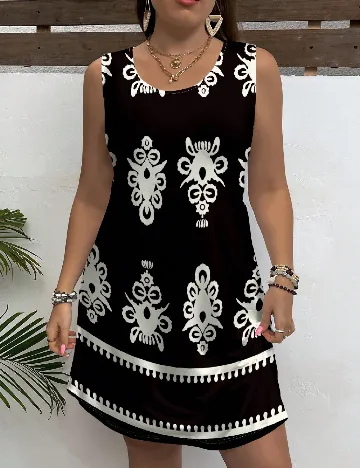 Rochie scurta SHEIN CURVE, negru/crem