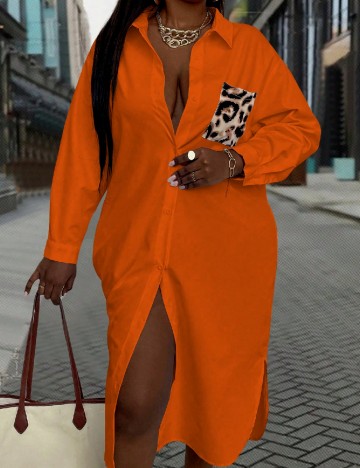 Rochie medie SHEIN CURVE, portocaliu