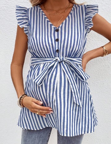 Bluza SHEIN Maternity, alb/albastru