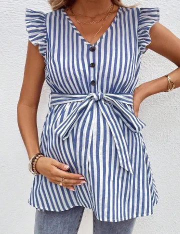 Bluza SHEIN Maternity, alb/albastru