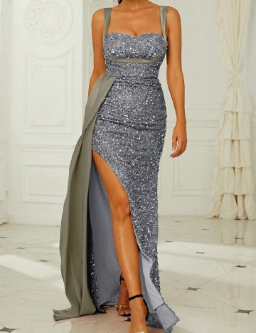 Rochie lunga Miss ord, gri