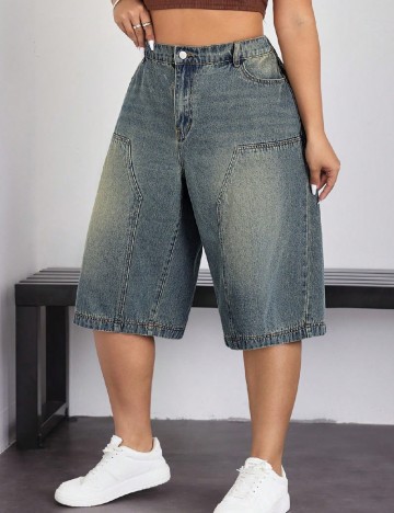 Pantaloni scurti SHEIN CURVE, albastru