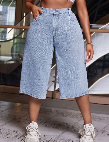 Pantaloni scurti SHEIN CURVE, albastru