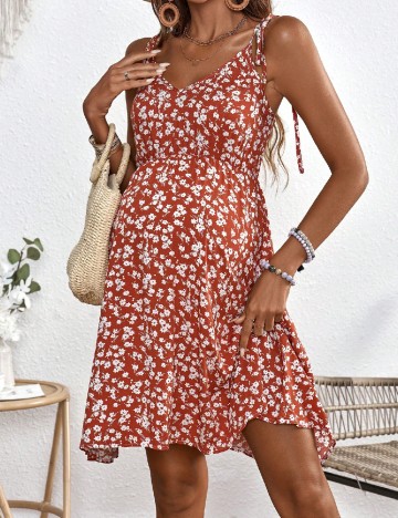 Rochie scurta SHEIN Maternity, caramiziu
