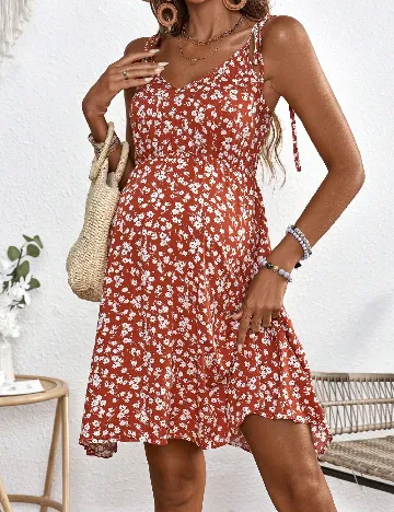 Rochie scurta SHEIN Maternity, caramiziu