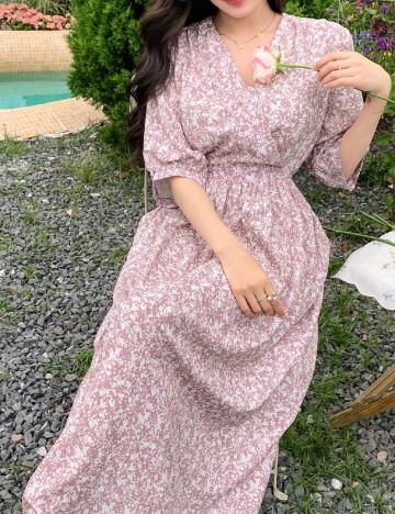 Rochie lunga Dazy, roz