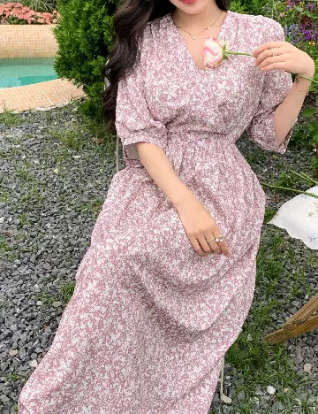 Rochie lunga Dazy, roz