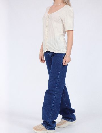 Tricou Pieces, crem