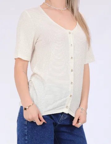 Tricou Pieces, crem