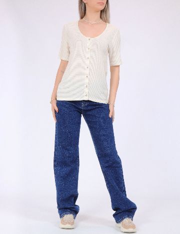 Tricou Pieces, crem